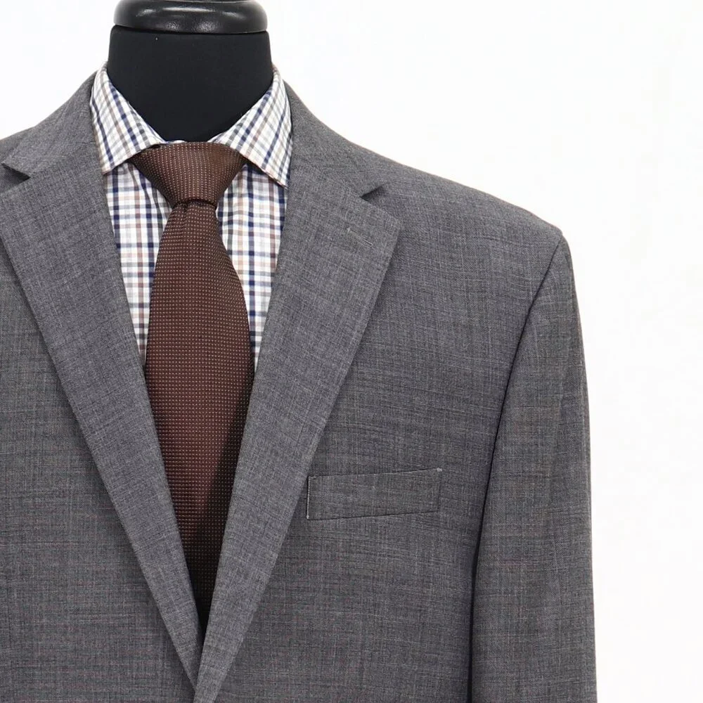 Chaps 48R Gray Solid 2-Button Sport Coat Blazer Jacket G250